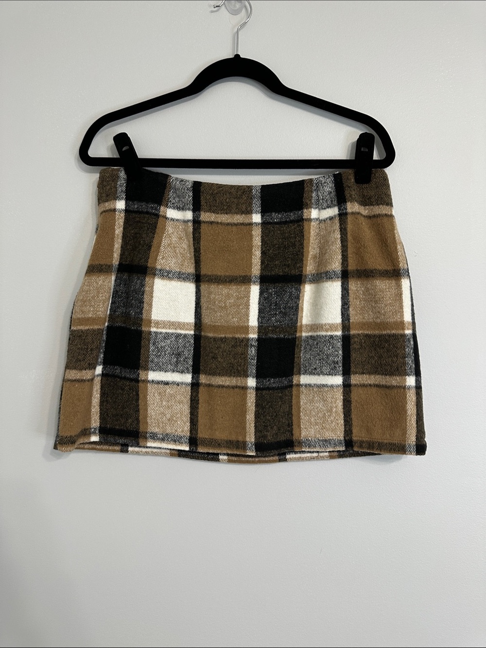 Source Unknown Plaid Mini Skirt in Brown, Black, Cream, and Gray